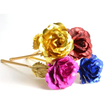 5PC/lot foita de Aur de 24k Placat cu Rose artificielle Petrecere de Nunta Propune Decor Auriu de Flori flores artificiales para decoracion