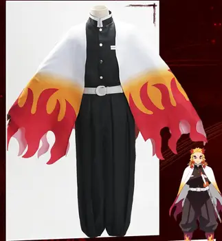 Anime Kimetsu Nu Yaiba Halloween Cosplay Costmue Rengoku Kyoujurou Cosplay Kimono Top Pantaloni Set Curea Demon Slayer Dimensiuni Mari Haori