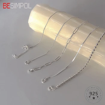 Besimpol Real Argint 925 Brățară Simplă Minimalist Lanț de Șirag de mărgele și Brățări pentru Femei de Lux Bijuterii Fine Pentru en-Gros