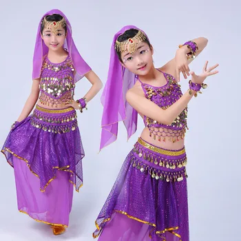 india burta costume de dans pentru copii costum de dansatoare din buric dansatoare din buric de uzură festivalul de îmbrăcăminte pentru dans îmbrăcăminte pentru fete