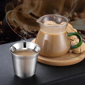 50-100ml de Cafea Espresso Cană din Oțel Inoxidabil Rafinat Lapte Cana de Metal cu Perete Dublu de Izolație Termică Cana Acasă, Ustensile de Bucătărie