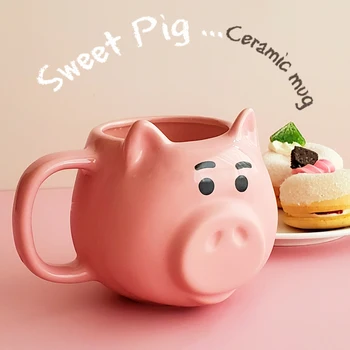 550Ml de Desene animate Drăguț de Porc Cupa Creative Fată Roz Cana Ceramica Personalitate de Mare Valoare Cuplu Cadou de Mare Capacitate Lapte Ceașcă de Cafea