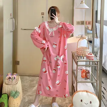 Femei Cămașă De Noapte Sleepshirt Supradimensionat Sleepdress Uzura Acasă Print Camasa De Noapte Pijamale Bumbac Lenjerie Intima Din Dantela Rochie De Îmbrăcăminte De Noapte