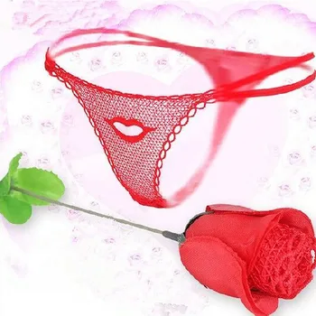 Femei Sexy G-string Chilotii Ziua Îndrăgostiților Dragoste Cadou Femei Vedea Prin Curele Romantic de Flori de Trandafir V-string Tanga Boxeri