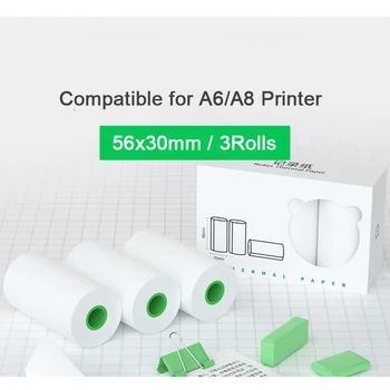 3 role de 56 * 30mm termice etichete de hârtie pentru imprimare hârtie pentru imprimantă foto paperang p2 și buzunar a6 peripage bluetooth pr