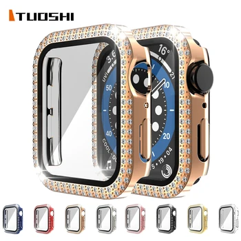Diamant Caz pentru iWatch Serie SE 6 5 4 3 2 1 38mm 42mm Ceasul Bara de protecție Acoperă Pentru Apple Watch SE 6 5 4 40mm 44mm ceasul Accesorii