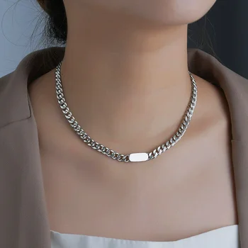 Din Oțel Inoxidabil Coliere Personalizate Geometrică Pătrat Pandantiv Colier Pentru Femei De Moda Lanț Cravată Colier Bijuterii De Partid