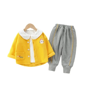 Noi de Toamna pentru Copii Haine Copii Fete Drăguț Sacou Tricou Pantaloni 3Pcs/seturi de Primăvară Copii Sugari Costum de Copil Desene animate, Sport
