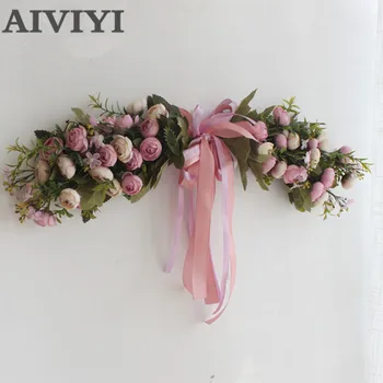 Comerțul exterior produs excelent trandafir artificiale ghirlande de flori European pragul de decorare perete floare ușa coroană de flori pentru nunta