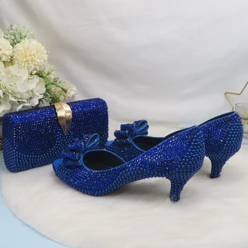2021 nou albastru de cristal pentru femei pantofi de nunta cu sacul deschis deget de la picior tocuri înalte de moda pantofi deget de la picior deschis și portofel