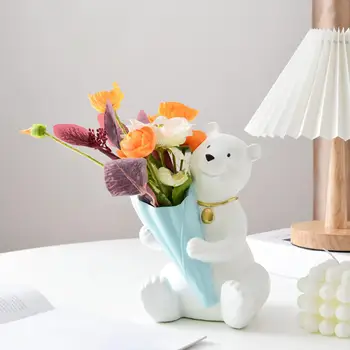 Modern Urs Polar Figurine Vaza Rășină De Artă Nunta Decor Acasă Accesorii De Top De Masă Decor Adulți Copii Copil Cadou
