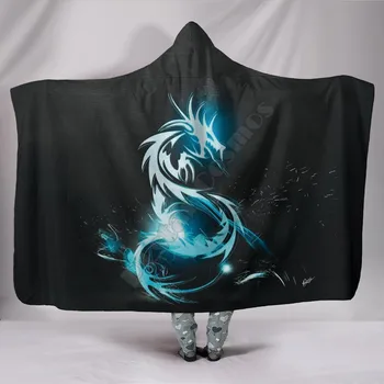 Dragon 3D Imprimate Portabil Pătură Adulți Pentru Copii de Diverse Tipuri cu Gluga Pătură Fleece pătură