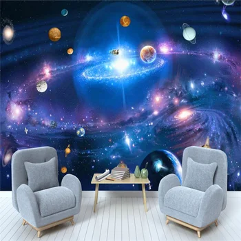 Personalizat Univers, Planetă, Spațiu Înstelat Tapet 3D Camera de zi Dormitor Perete de Fundal Auto-adeziv tapete Murale Decor Acasă