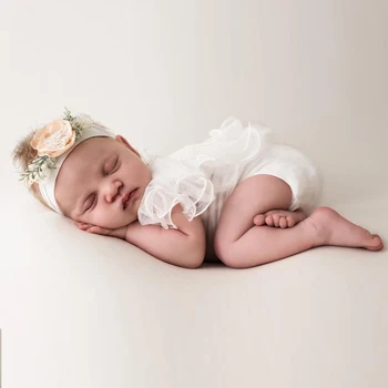 Nou-născut Fotografie Prop Printesa Rochie de Dantelă Ciufulit Romper Heanband Set Fetita Tinuta elemente de Recuzită pentru Bebe Accesorii de Fotografie