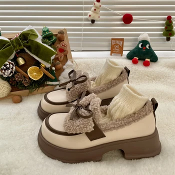 Noi în timpul Iernii Lolita Pantofi Drăguț Arc Mocasini pantofi platforma Indesata Colegiu fete Retro Mary Janes Japoneză JK pantofi Femei Pantofi