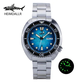 Heimdallr Broasca cu Abalone 6105 Bărbați Ceas de Scufundare Cadran Albastru Safir rezistent la apa 200M NH36 Mișcare Automată Ceas C3 Luminos