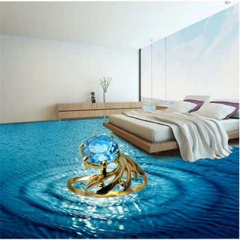 De creație personalizate 3D stereo ocean albastru inel cu diamant etaj pictura decorativa podea 3D autocolante impermeabil anti-alunecare auto-adeziv