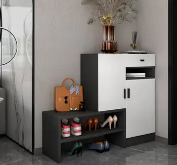 Din lemn masiv, simplu de uz casnic moderne ușa mare capacitate de pantofi cabinet cabinet de stocare casa mica tip cu pantofi schimbarea scaun