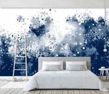 Bacal Contemporane contractat albastru abstractizare stropi de cerneală Europa Nordică canapea, TV stabilirea perete decoreaza 3D tapet mural