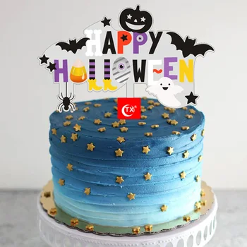 Paianjen Halloween Fericit Acrilice de Culoare de Imprimare Toppers Tort de Bat de Copt Cupcake Toppers pentru Petrecerea de Halloween Decoratiuni Tort Nou