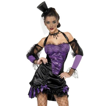 Femei Sexy Vrăjitoare Întuneric Cosplay Rochie De Bal Rochie Mini Costume De Halloween Cosplay Halter Lace Mozaic Lolita Rochie De Petrecere De Lux