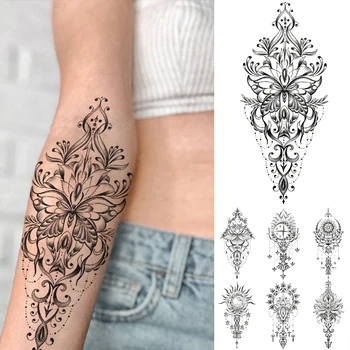 Impermeabil Tatuaj Temporar Autocolant Henna Mandala Totem Flash Tatuaj Lotus Fluture Dantela Body Art Brațul Tatuaje False Pentru Barbati Femei