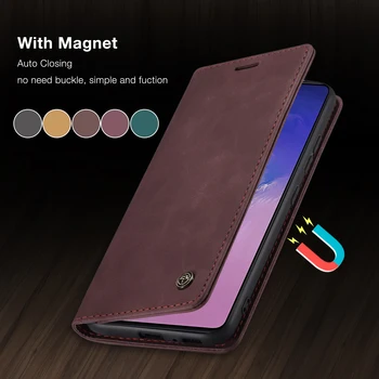WHATIF de Lux din Piele de Caz Pentru Redmi Nota 8 9 K30 Pro Magnetic Flip Cartelei de Telefon Pentru Xiaomi Mi 9 9M 10 Pro Portofel PU de Acoperire