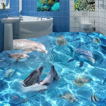 wellyu Personalizate living, dormitor, hotel, mall decorare podea pictura realistă lume ocean 3D podele baie