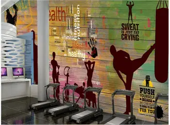 Personalizat Sport picturi murale imagini de fundal 3d murală tapet pentru pereți 3 d Graffiti epocă scândură sport fitness club imagine de fundal de perete