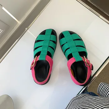 Retro sălbatice plat gol țesute sandale de vara pentru femei 2022 noi Baotou Roman pantofi de potrivire de culoare pescar pantofi