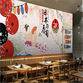 Personalizat Japoneză Ukiyo-e Doamna 3D Tapet Mural pentru Sushi Restaurant de preparate din Bucătăria Japoneză Industriale Decor de Fundal de Hârtie de Perete 3D