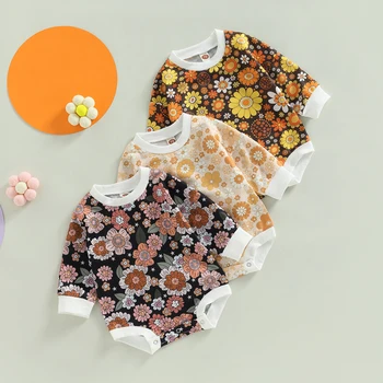 Primăvara Copil Cu Maneci Lungi Vladan Imprimeu Floral Bluza Salopeta Pentru Nou-Născut Fetița Băieți Haine