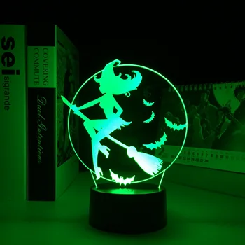Vrăjitoare pe o coadă de Mătură 3D Lumina de Noapte pentru Casa Decorare Dormitor Lampa Cool Cadouri Acrilice LED Lumina Tabelul Dropship Afacere