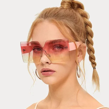 2021 Moda Brand de Lux Supradimensionat ochelari de Soare Patrati Bărbați Femei Epocă de Mare Cadru Semi-fără ramă O Lentilă de Ochelari de Soare UV400