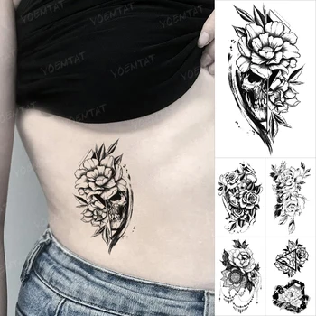 Transfer Impermeabil Tatuaj Temporar Autocolante De Flori De Trandafir Bujor Lotus Mandala Craniu Henna Flash Tatuaj Bărbați Femei Tatuaje Body Art