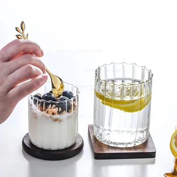 250/450ml Cupa din Sticla Transparenta cu Benzi Verticale de Cafea Whisky Pahar cu Apă cu Gheață Ceai Lapte Iaurt Suc de Pahare de Nunta Sticla de Vin