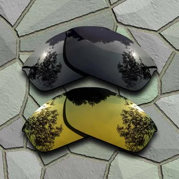 Gri Negru&Galben de Aur, ochelari de Soare Polarizat Lentile de Înlocuire pentru Oakley Flak Jacket
