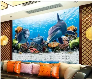 Tapet personalizat picturi murale 3d tapet pentru pereți 3 d Underwater World Dolphin TV de Fundal gazete de perete pentru camera copiilor murală