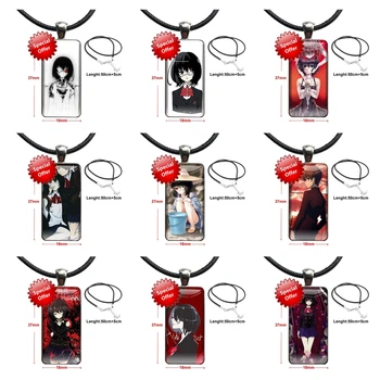 Pentru Cadou De Craciun Un Alt Anime De Oțel De Sticlă De Culoare Cabochon Dreptunghi Cu Pandantiv În Formă De Cravată Colier Original