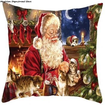 45*45cm Crăciun față de Pernă față de Pernă Crăciun Fericit Decoratiuni Acasă de Crăciun Noel Ornamente de Crăciun Cadouri de Anul Nou 2022
