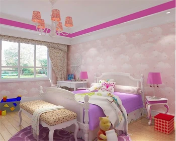beibehang High-end camera copiilor papel de parede de perete de hârtie, non-țesute cer albastru nori albi roz tapet de fundal dormitor
