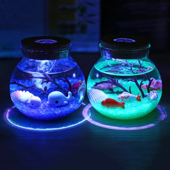 Noutatea RGB LED Lampă de Noapte Frumoase de Pește Mare Piatra Ocean Sticla Lămpi de Noapte Pentru Copii Cadou de Crăciun de Decorare Dormitor