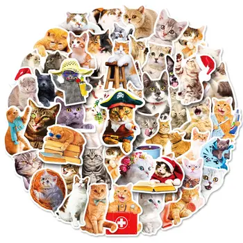 50pcs Cat Realist Autocolante Super-Pisica Drăguț Desene animate pentru Copii Cameră de Cămin Autocolante Cărucior Caz cana de Apa DIY Autocolant