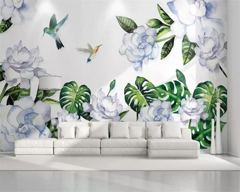 Beibehang tapet Personalizat pictat plante tropicale flori și păsări TV de perete de fundal decorațiuni murale 3d tapet