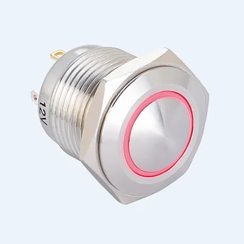 ELEWIND 16mm otel inoxidabil Inel de iluminat rezistent la apa buton comuta Pin terminal de Moment (1NO) (PM161F-10E/J/G/12V/S)