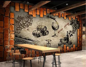 Retro Vin Depozit Pivnița Conacului Casa Vinului Murală Personalizat Mari și Mijlocii Murală Tapet de Mătase papel de parede
