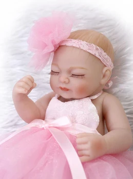 Vânzare Clearance-ul 12Inches Renăscut Copilul Păpuși pentru Copii Pline de Silicon Corpul Fusta Roz Realiste Bebe Nou-nascut pentru Fata Ziua de nastere Cadou