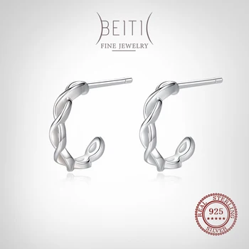 Beitil Întrețesut Linie De Design 925 Sterling Silver Cercei Stud Pentru Femei Design Simplu Fine Bijuterii Hipoalergenic
