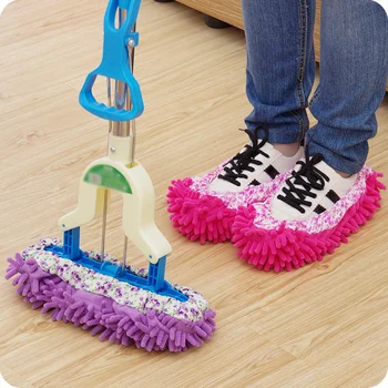 1Pair Mop Papuci de Casa de Curățare de Îndepărtare a Prafului de Leneș Podea Perete Eliminare Praf Mop Cârpe Curate Papuci de casă Microfibra Leneș Pantofi Acoperi