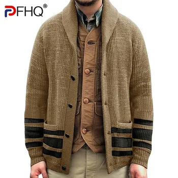 PFHQ 2023 Bărbați Imprimate Tricotate Cardigan Elegant, la Modă Personalitate Jacquard Pulover de Toamna Iarna de Moda Sacou Casual Haine